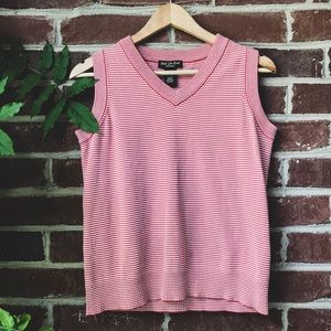 Red & White Striped Knit Tank